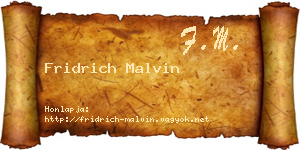 Fridrich Malvin névjegykártya